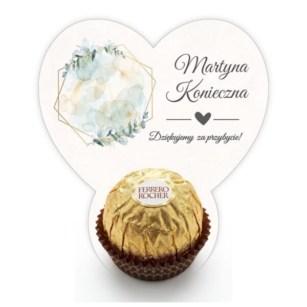 Podziękowanie dla gości Ferrero z winietką na chrzest -