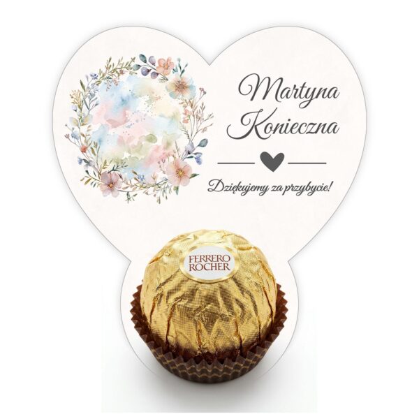 Podziękowanie dla gości Ferrero z winietką na chrzest -