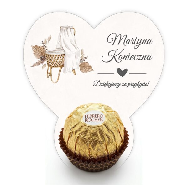 Podziękowanie dla gości Ferrero z winietką na chrzest -