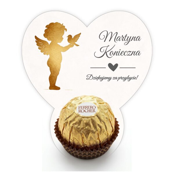 Podziękowanie dla gości Ferrero z winietką na chrzest -