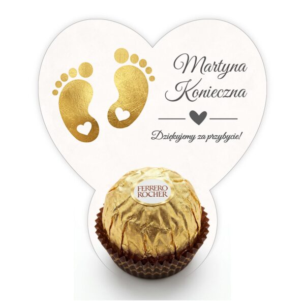 Podziękowanie dla gości Ferrero z winietką na chrzest -