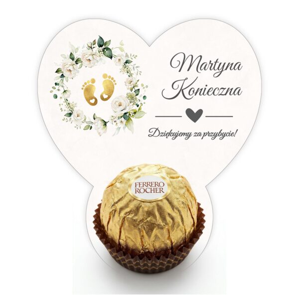 Podziękowanie dla gości Ferrero z winietką na chrzest -
