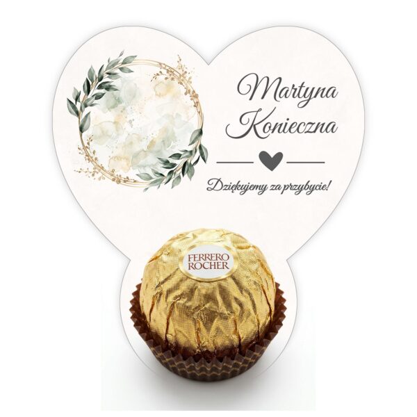 Podziękowanie dla gości Ferrero z winietką na chrzest -