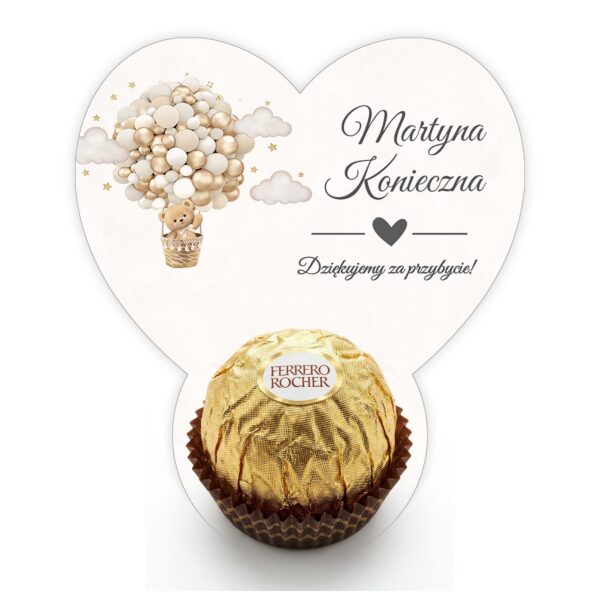 Podziękowanie dla gości Ferrero z winietką na chrzest -