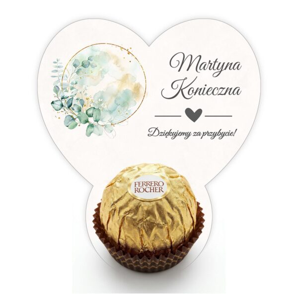 Podziękowanie dla gości Ferrero z winietką na chrzest -