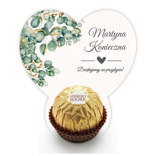 Podziękowanie dla gości Ferrero z winietką na chrzest -