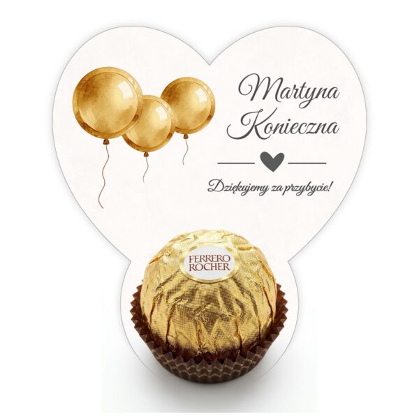 Podziękowanie dla gości Ferrero z winietką na chrzest -