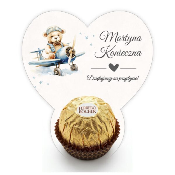 Podziękowanie dla gości Ferrero z winietką na chrzest -