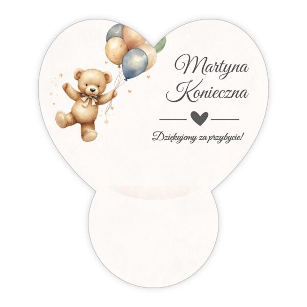Podziękowanie dla gości Ferrero z winietką na chrzest -