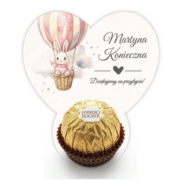 Podziękowanie dla gości Ferrero z winietką na chrzest -