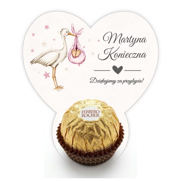 Podziękowanie dla gości Ferrero z winietką na chrzest -