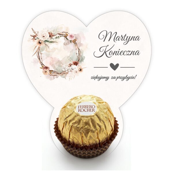 Podziękowanie dla gości Ferrero z winietką na chrzest -