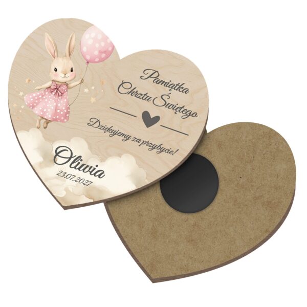 Magnes serce — podziękowanie dla gości na chrzest — Króliczek