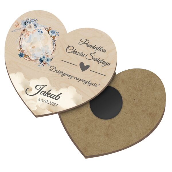 Magnes serce — podziękowanie dla gości na chrzest — Wianek
