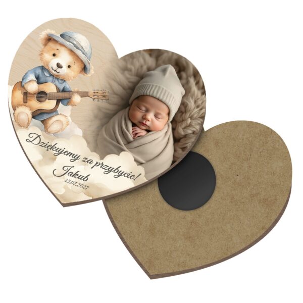 Fotomagnes serce — podziękowanie dla gości na chrzest -