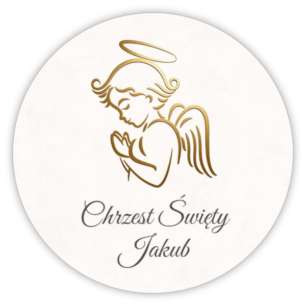 Naklejki okrągłe na chrzest -