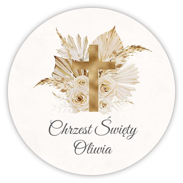 Naklejki okrągłe na chrzest -