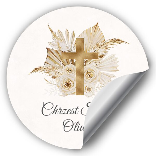 Naklejki okrągłe na chrzest -