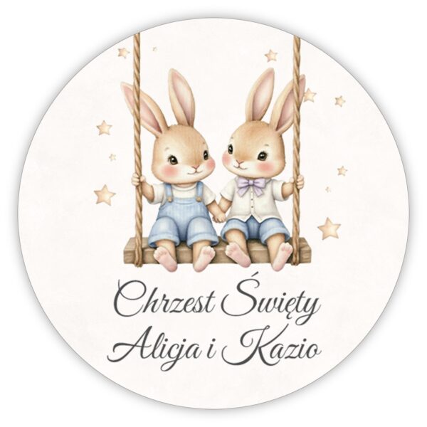 Naklejki okrągłe na chrzest -