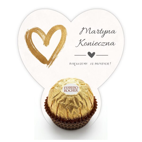 Podziękowanie dla gości Ferrero z winietką na ślub -