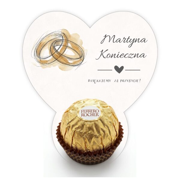 Podziękowanie dla gości Ferrero z winietką na ślub -