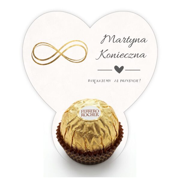 Podziękowanie dla gości Ferrero z winietką na ślub -