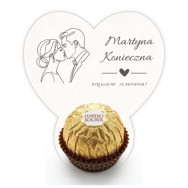 Podziękowanie dla gości Ferrero z winietką na ślub -