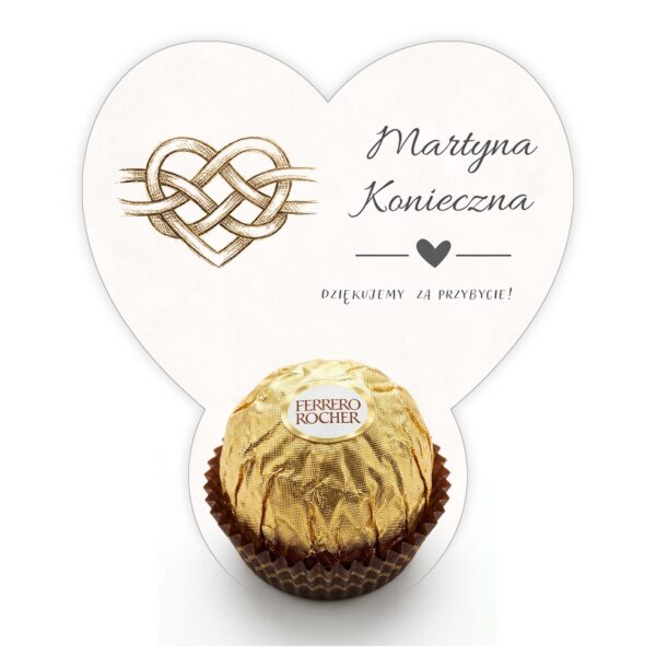 Podziękowanie dla gości Ferrero z winietką na ślub -
