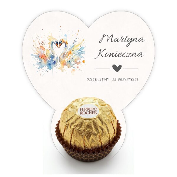 Podziękowanie dla gości Ferrero z winietką na ślub -