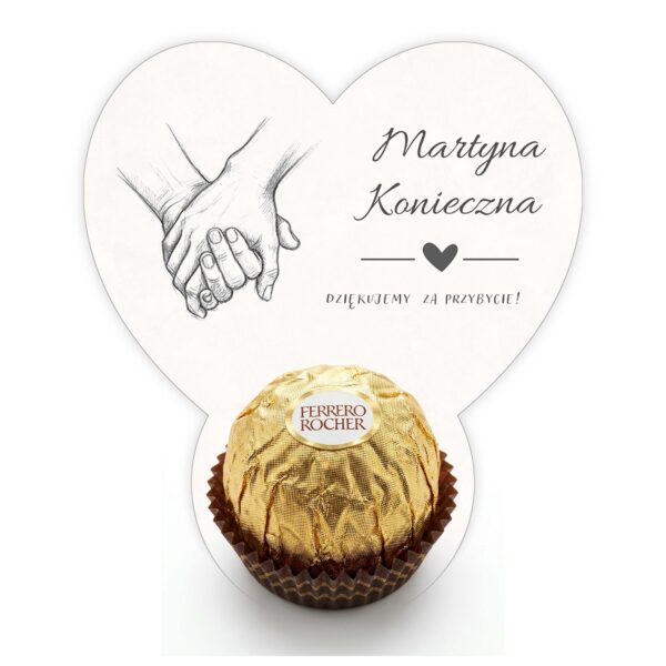 Podziękowanie dla gości Ferrero z winietką na ślub -
