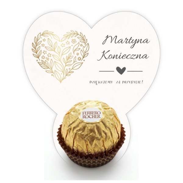 Podziękowanie dla gości Ferrero z winietką na ślub -