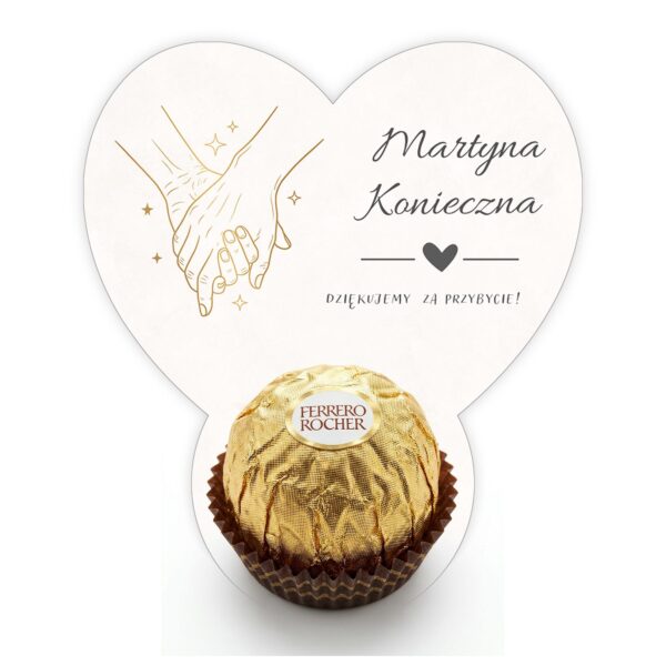 Podziękowanie dla gości Ferrero z winietką na ślub -