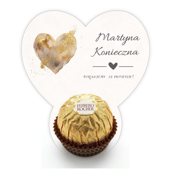 Podziękowanie dla gości Ferrero z winietką na ślub -
