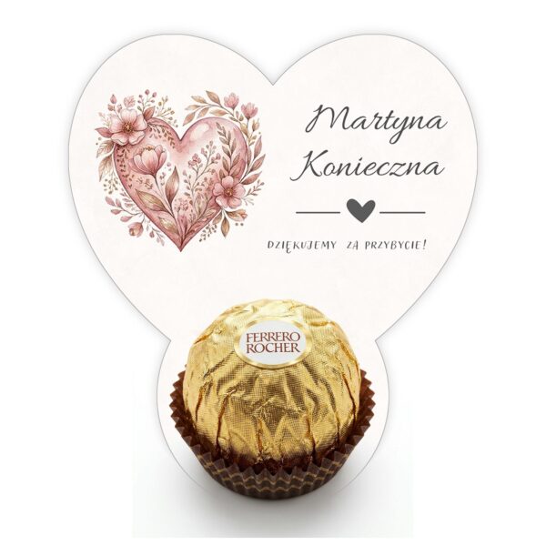 Podziękowanie dla gości Ferrero z winietką na ślub -