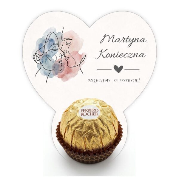 Podziękowanie dla gości Ferrero z winietką na ślub -