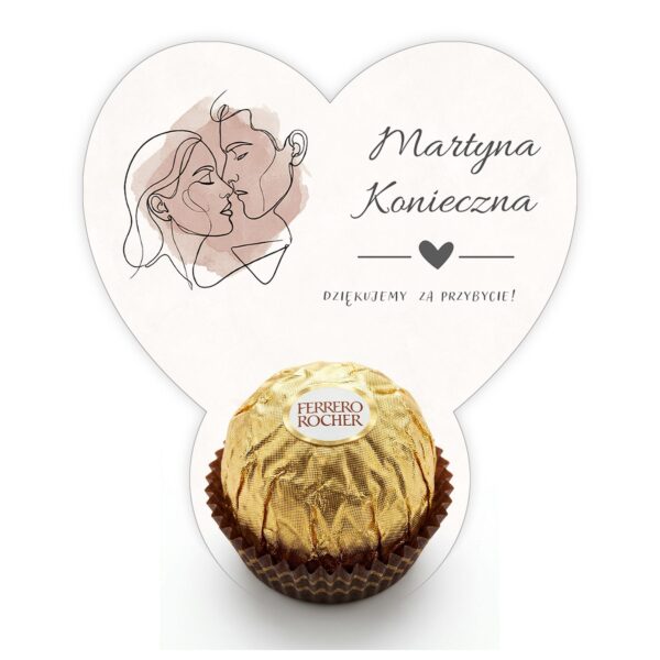 Podziękowanie dla gości Ferrero z winietką na ślub -