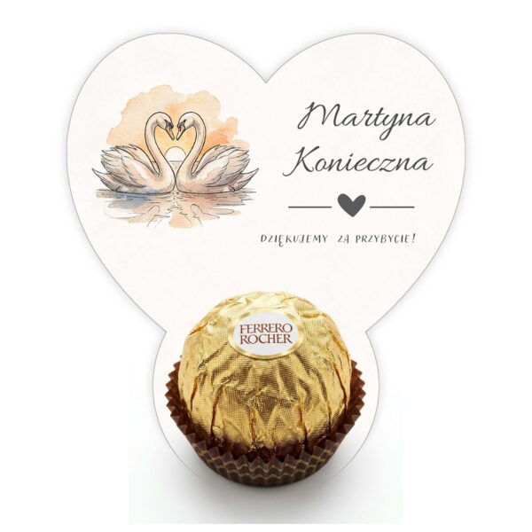 Podziękowanie dla gości Ferrero z winietką na ślub -