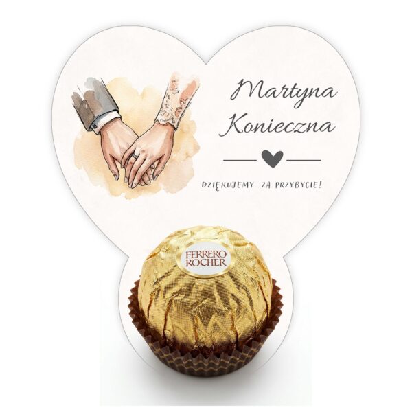 Podziękowanie dla gości Ferrero z winietką na ślub -