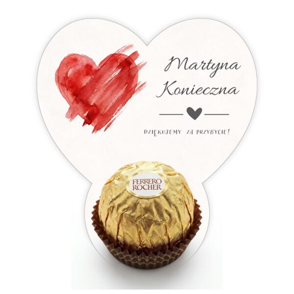 Podziękowanie dla gości Ferrero z winietką na ślub -