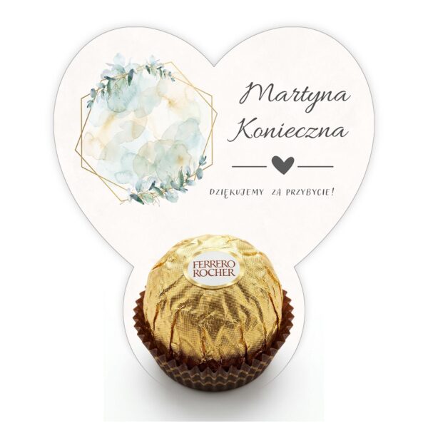 Podziękowanie dla gości Ferrero z winietką na ślub -