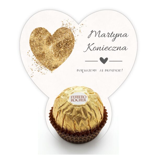 Podziękowanie dla gości Ferrero z winietką na ślub -
