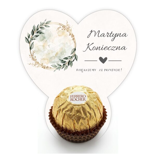 Podziękowanie dla gości Ferrero z winietką na ślub -