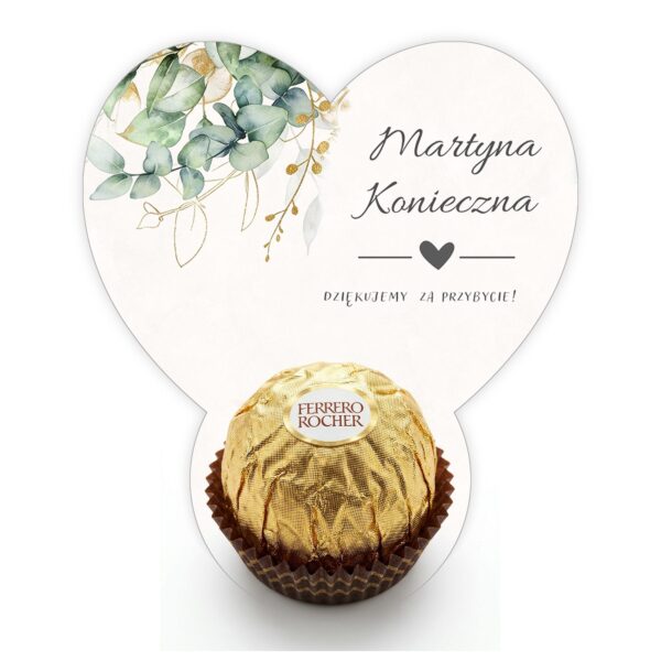 Podziękowanie dla gości Ferrero z winietką na ślub -