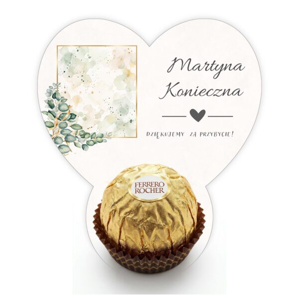 Podziękowanie dla gości Ferrero z winietką na ślub -