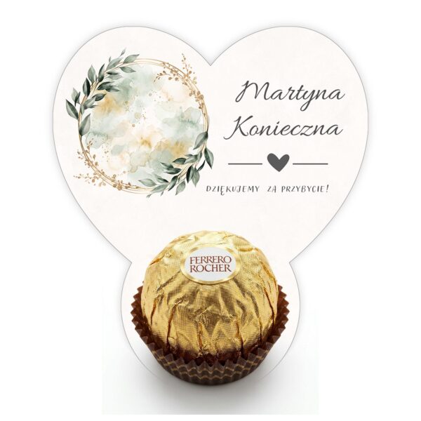 Podziękowanie dla gości Ferrero z winietką na ślub -