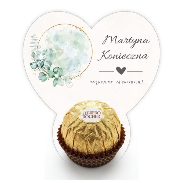 Podziękowanie dla gości Ferrero z winietką na ślub -