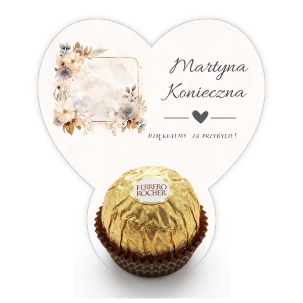 Podziękowanie dla gości Ferrero z winietką na ślub -