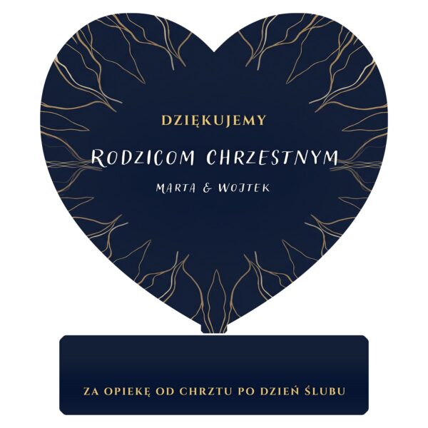 Serce — podziękowanie dla chrzestnych na ślub -
