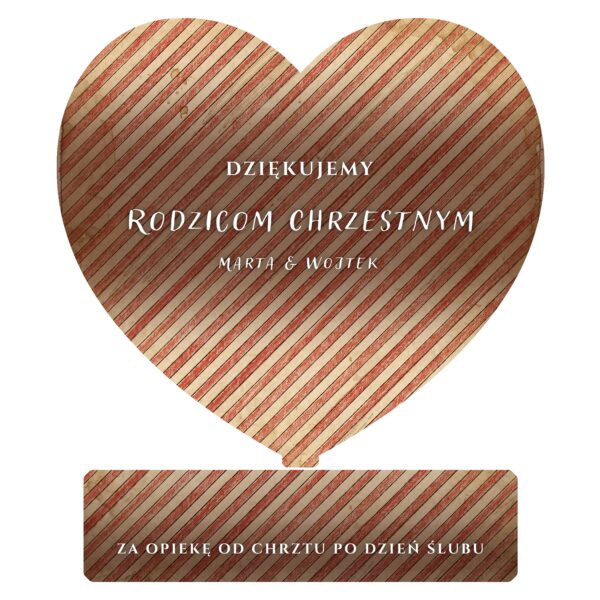 Serce — podziękowanie dla chrzestnych na ślub -