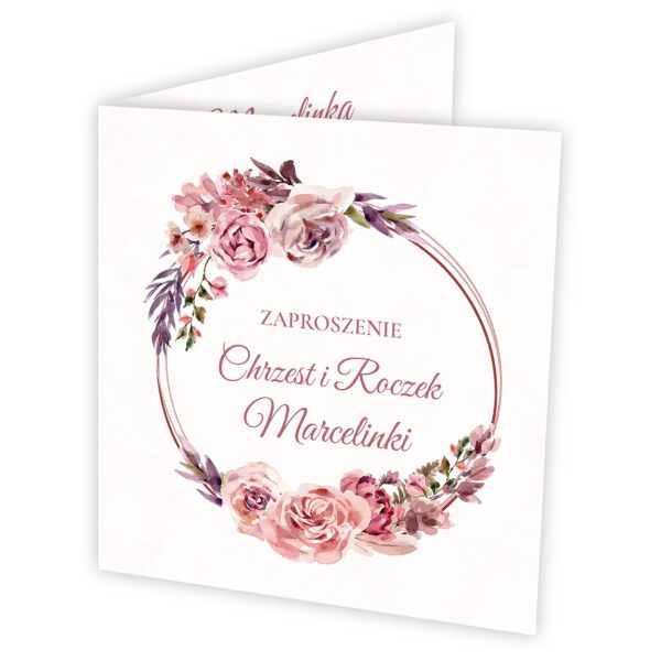 Zaproszenie na chrzest i roczek z miejscem na gości -